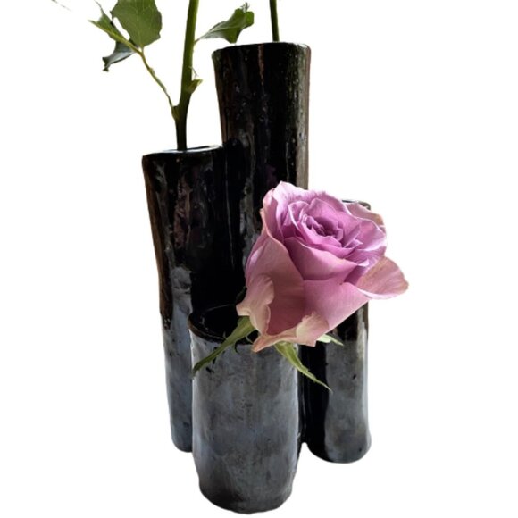 6 hole multi hole & height ceramic glazed bud vase - Picture 10 of 16